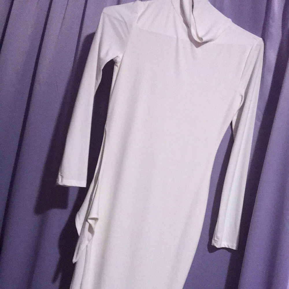 All white dress with split